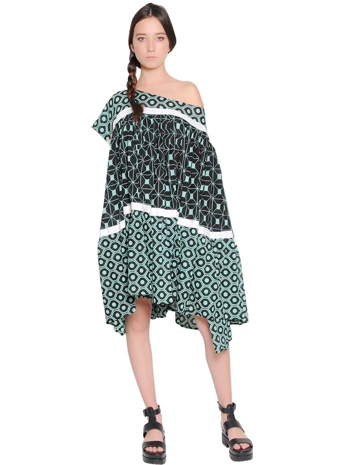 Yvonne S Printed Light Cotton Voile Dress in Green/Black (Green) Lyst
