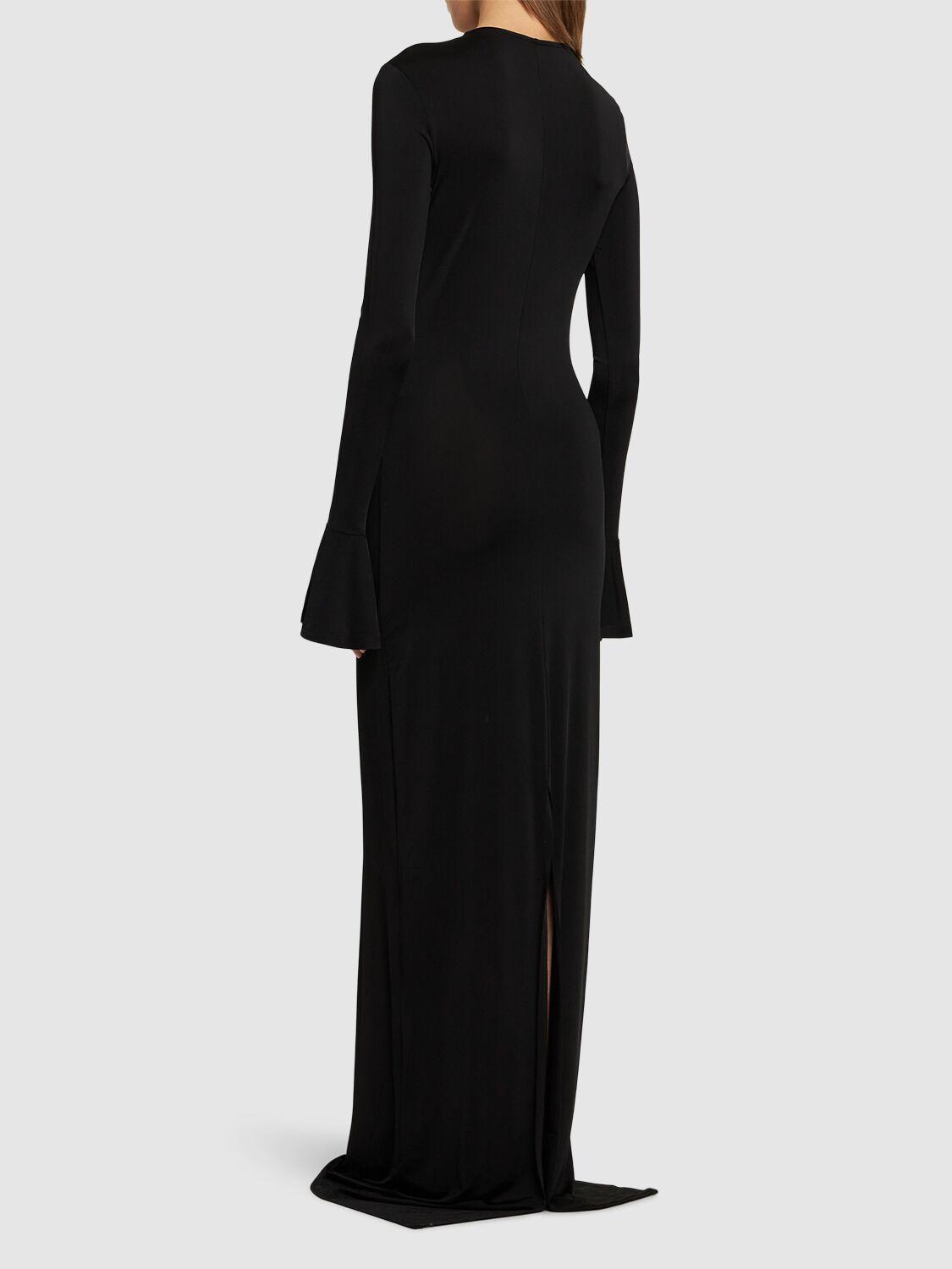 Nina Ricci レディース ブラック カットアウトジャージーロングドレス 