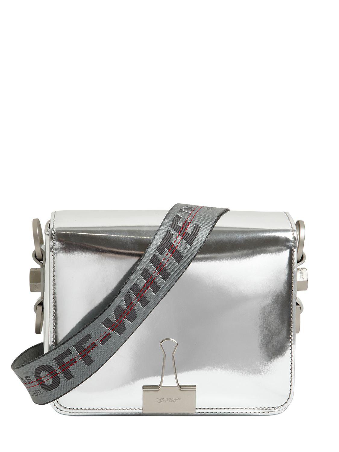 Off-White c/o Virgil Abloh Binder Clip Mirror Leather Shoulder Bag in  Metallic | Lyst