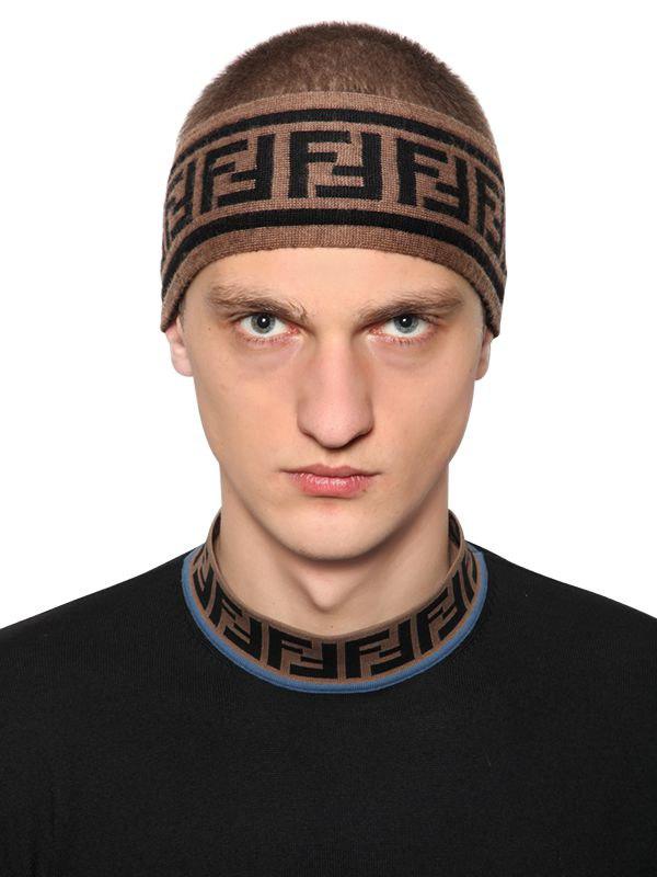 Fendi Ff Wool Jacquard Knit Headband in Black for Men | Lyst UK