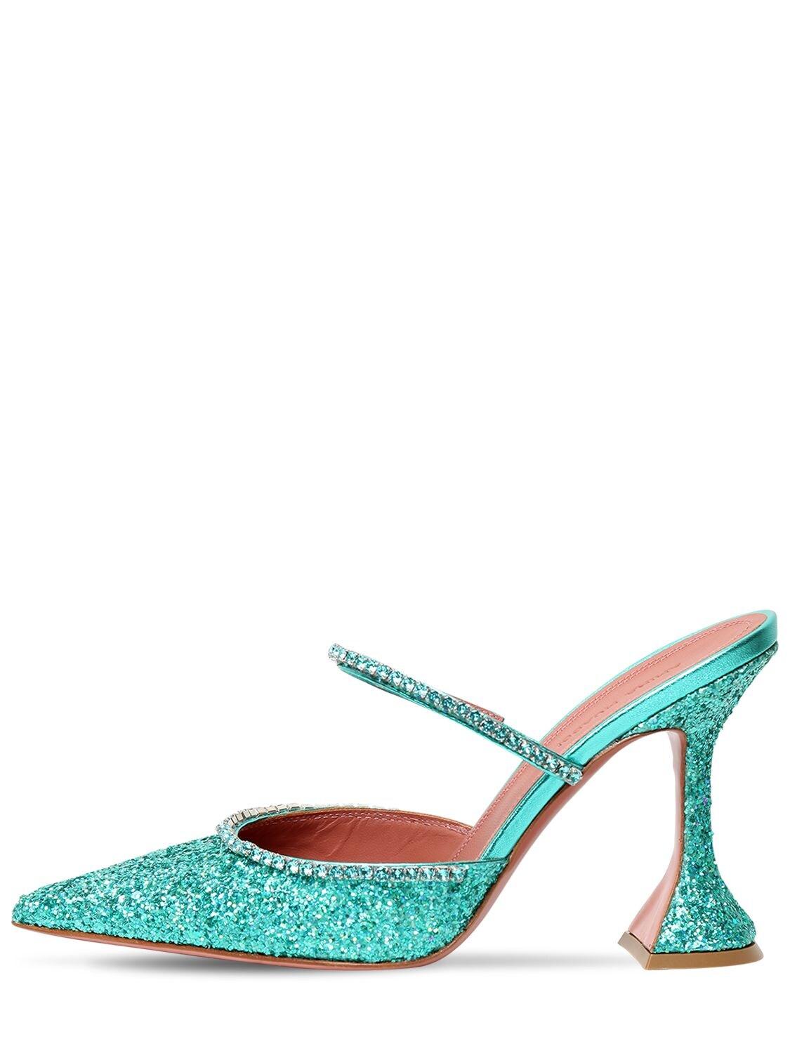amina muaddi blue heel
