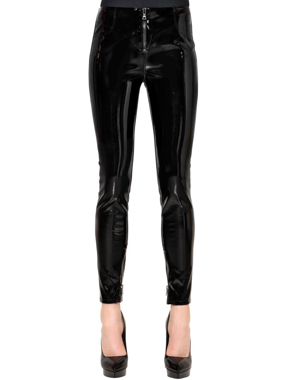 RTA Skinny Faux Patent Leather Pants W/ Zips in Black - Lyst