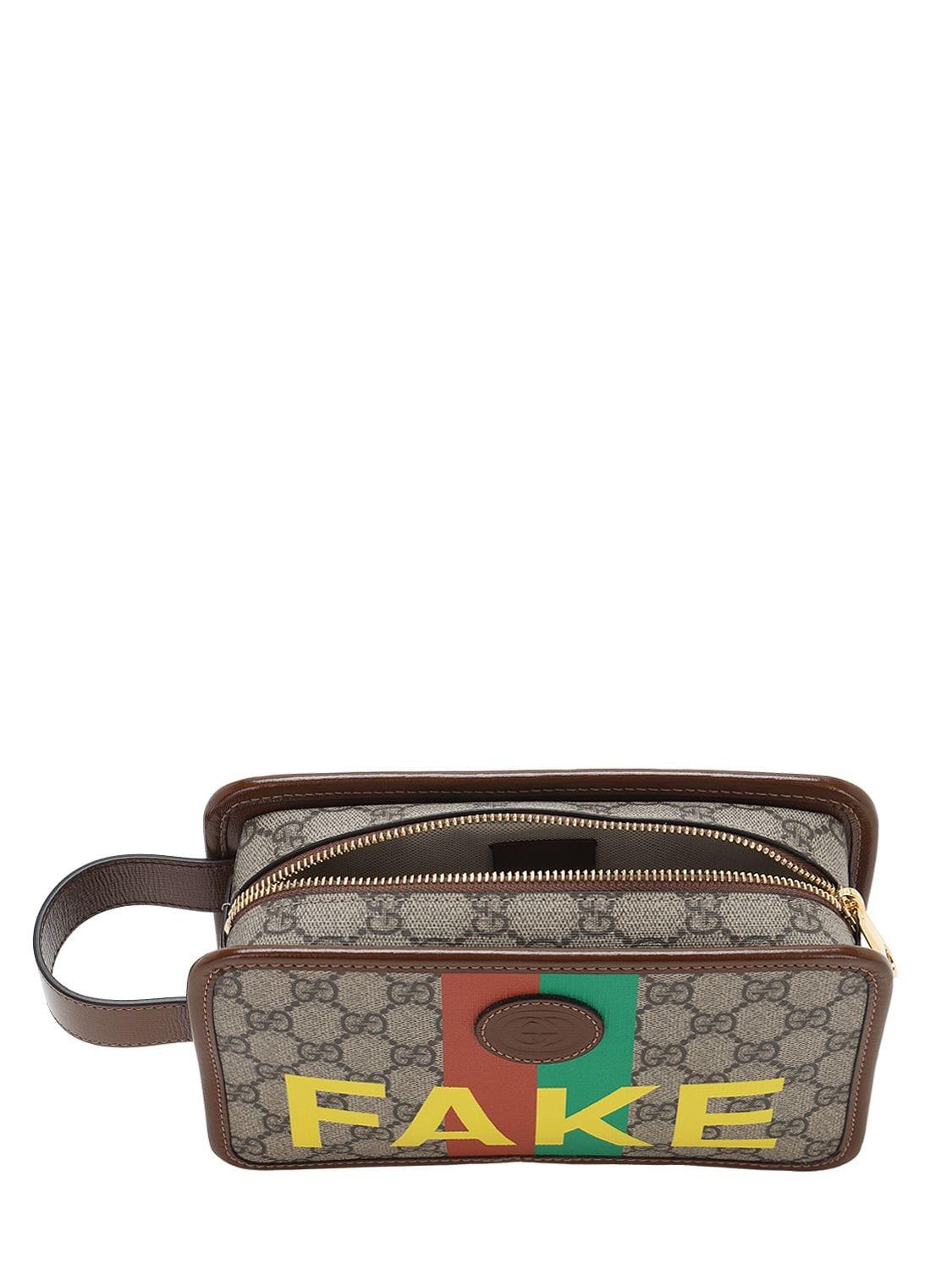 Gucci Canvas 'fake/not' Print Cosmetic Case in Beige (Natural) for Men |  Lyst
