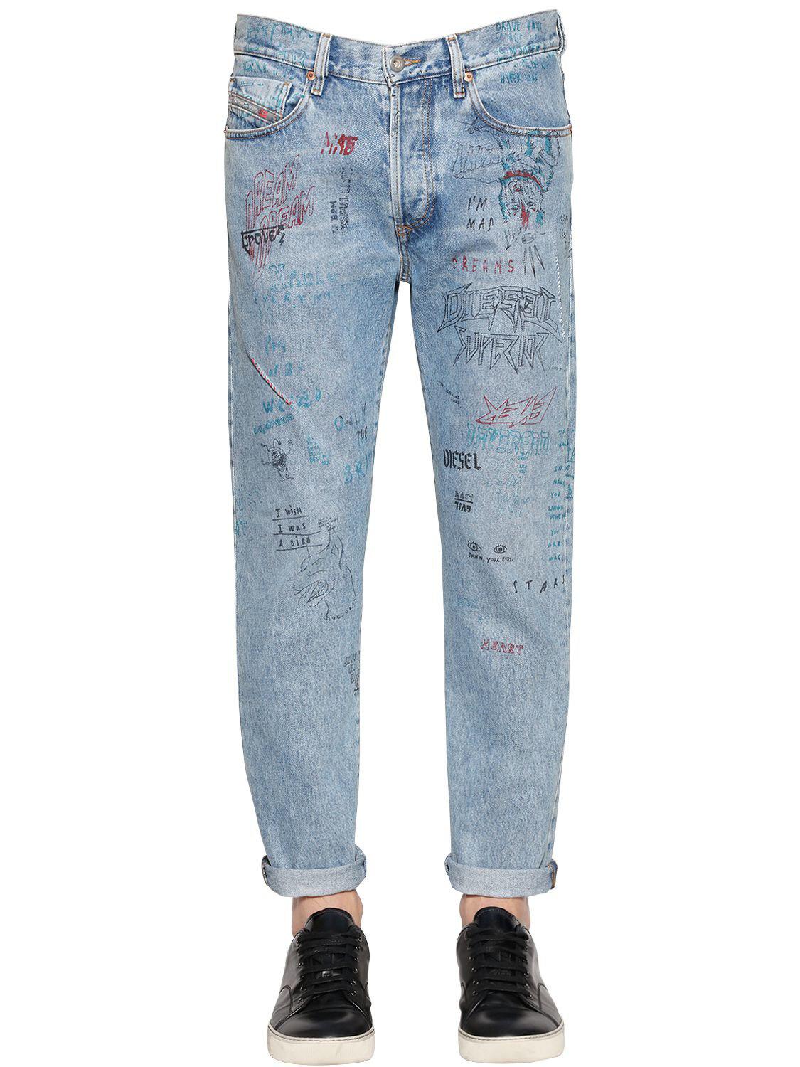 Jean "mharki graffiti" coupe slim en denim 16.5cm DIESEL pour homme en  coloris Bleu | Lyst