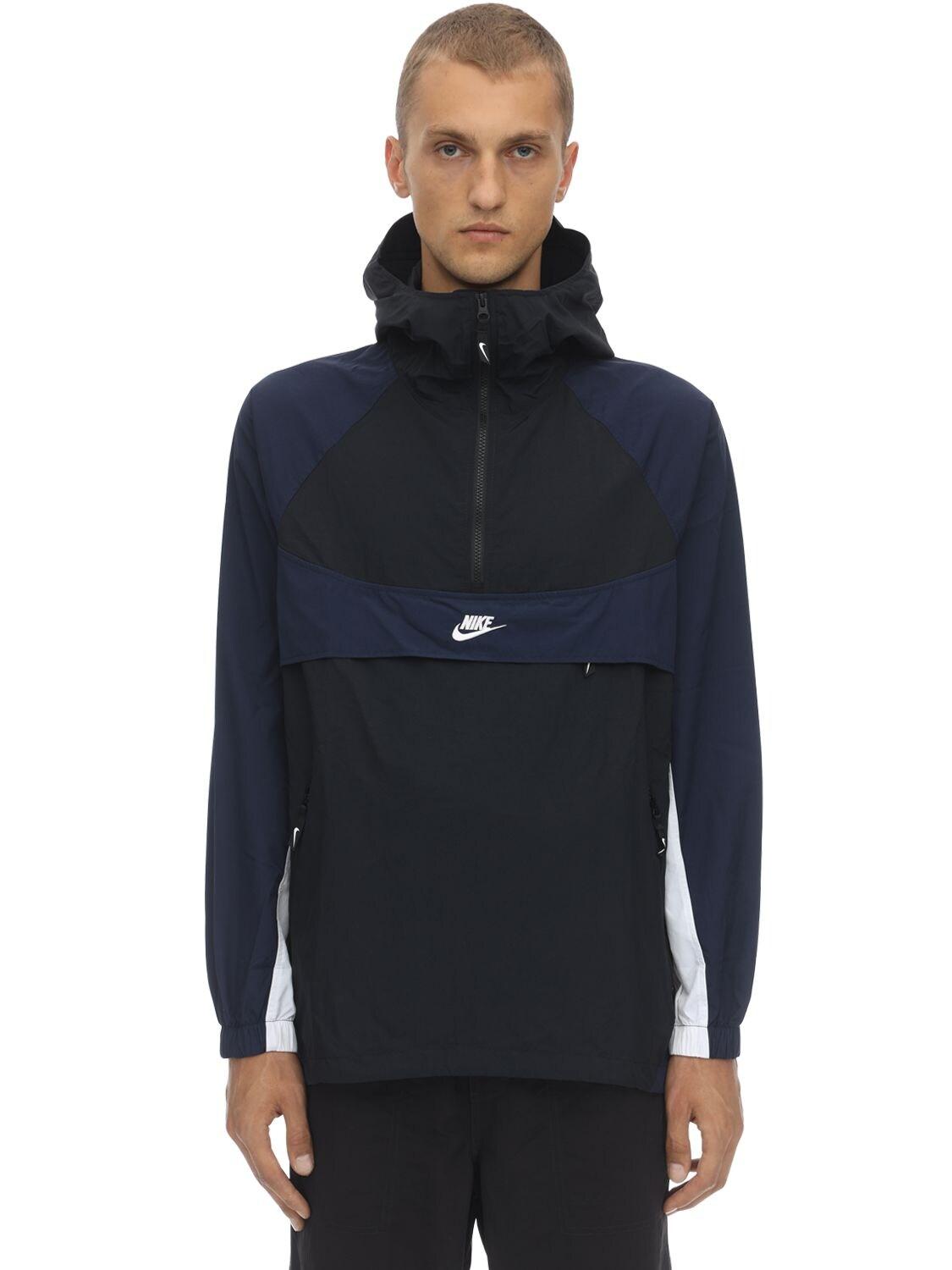 Download Nike Synthetic Nsw Re-issue Hd Nylon Jacket in Black/Blue ...