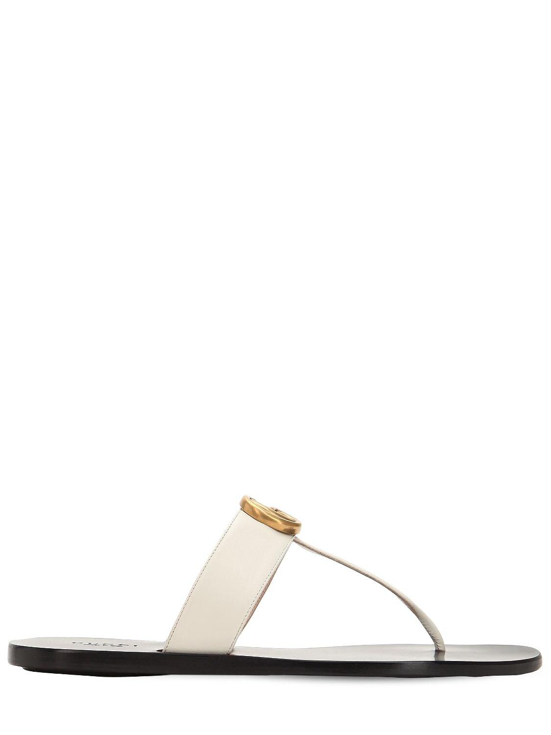 gucci leather thong sandal with double g