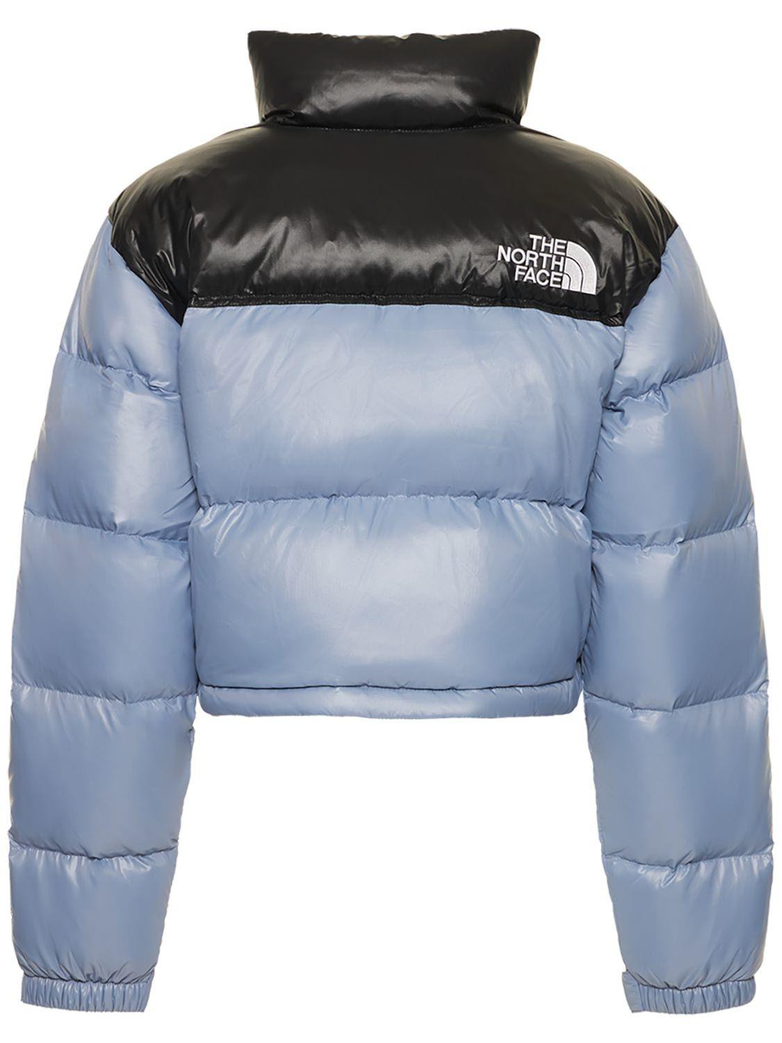 The North Face Nuptse Cropped Down Jacket in Blue | Lyst