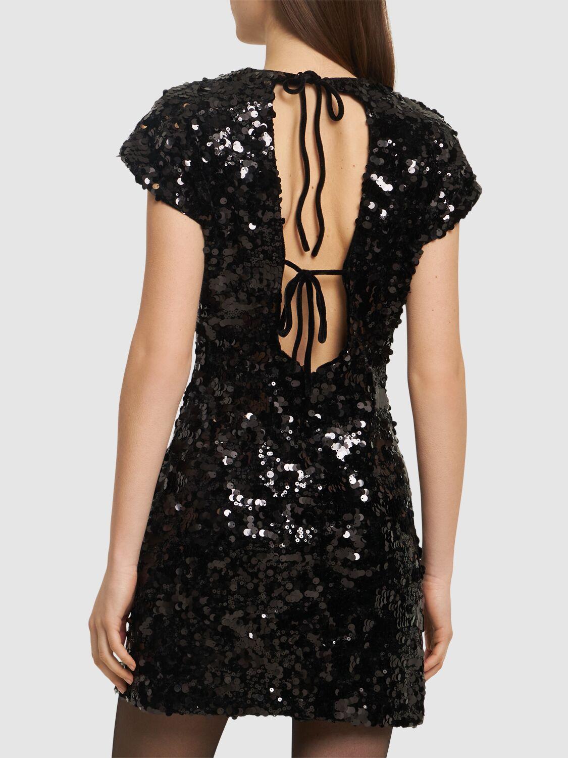 Sequin Ganni Black Lace Dress Ganni Sequined Velvet Mini Dress In