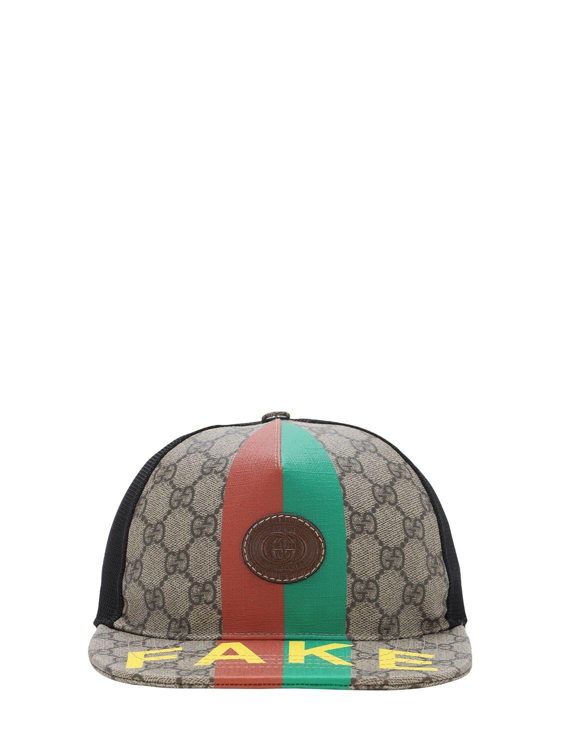 Gucci Gg Fake Not Coated Canvas Trucker Hat in Black for Men | Lyst