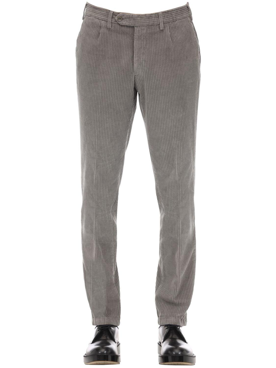 Lardini Stretch Cotton Corduroy Pants in Grey (Gray) for Men Lyst