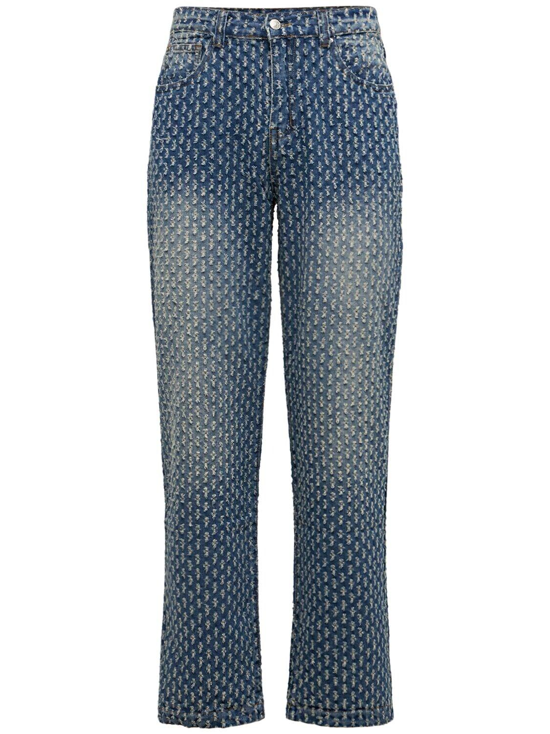 Denim Washed Distressed Skater Jeans 