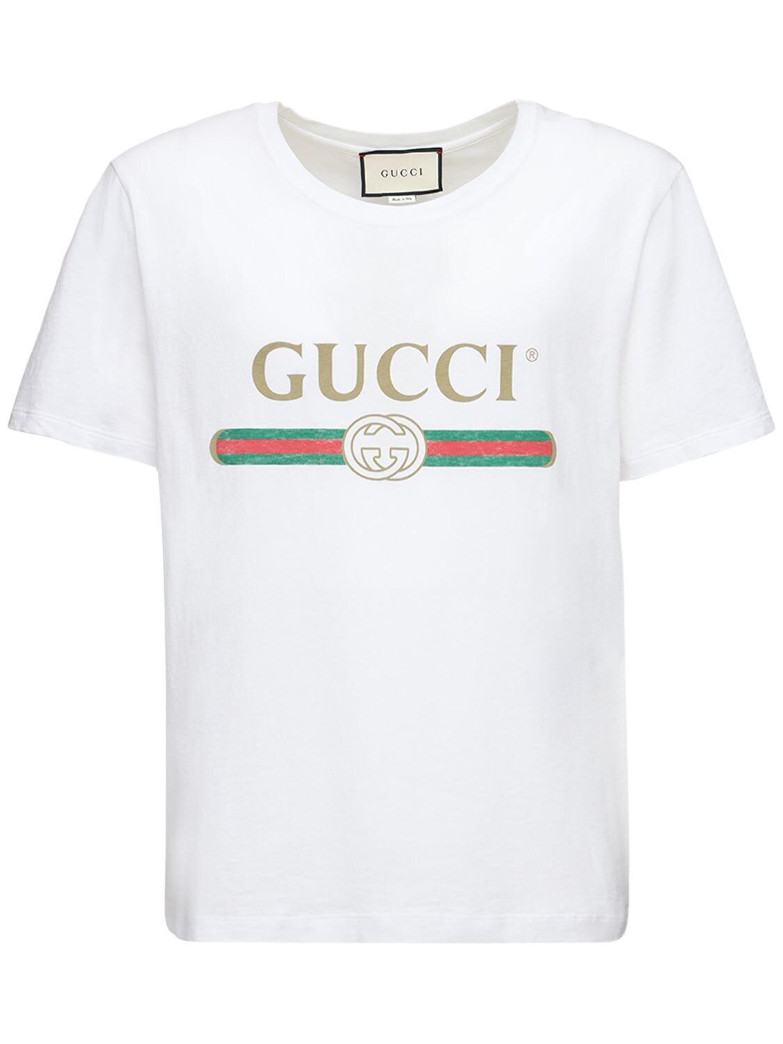 Gucci Cotton White Classic Logo T-shirt for Men - Save 65% - Lyst