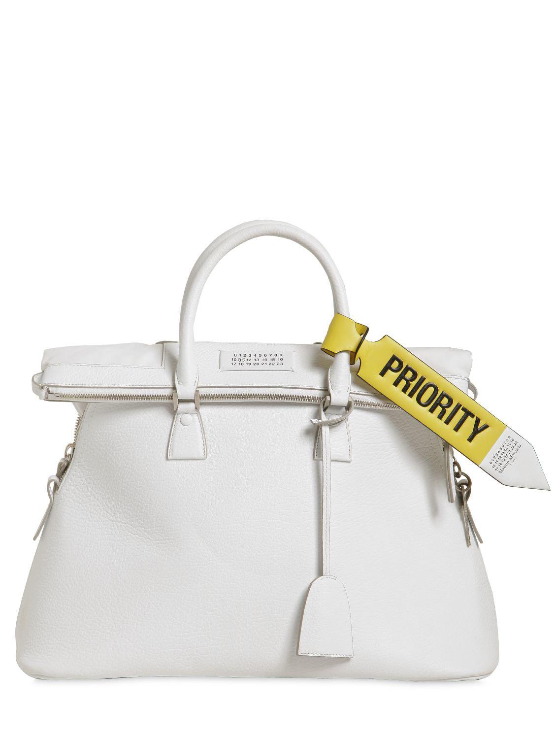 Maison Margiela Priority Printed Leather Luggage Tag in Yellow | Lyst