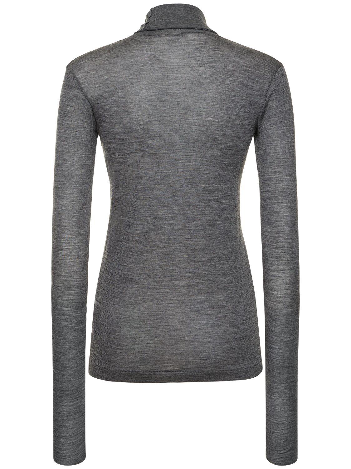 AURALEE Super Soft Sheer Wool Jersey Top in Grey | Lyst UK