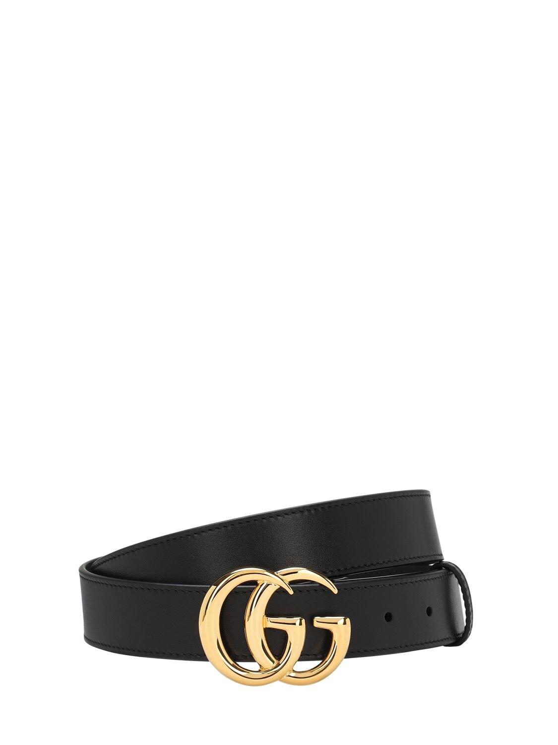 Gucci 3cm Gg Leather Belt in Black for Men - Lyst