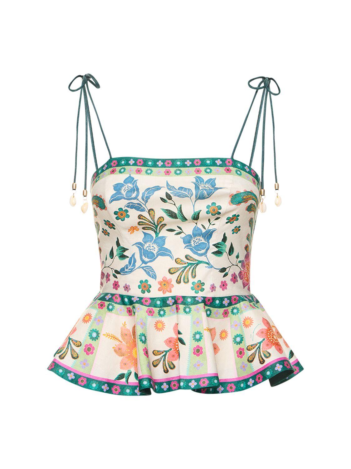Zimmermann Ginger Floral-print Linen Top | Lyst UK