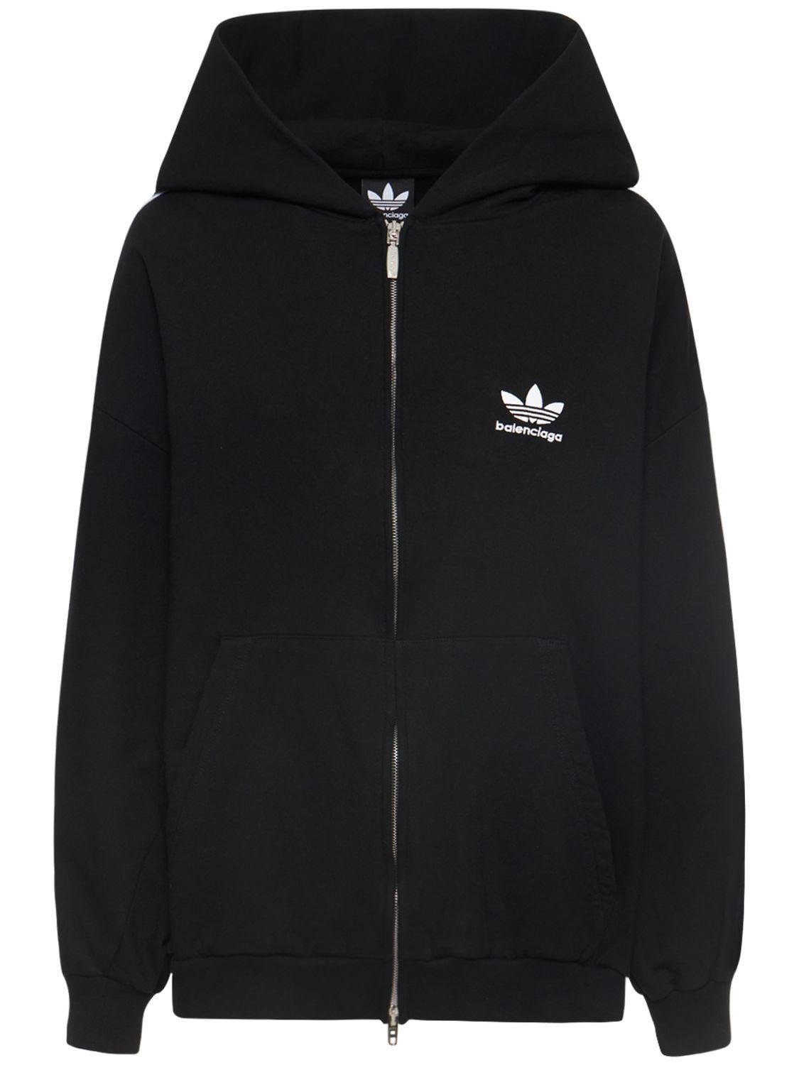 lotus Pardon Motiveren Balenciaga X Adidas 3-stripe Zip-up Hoodie in Black | Lyst