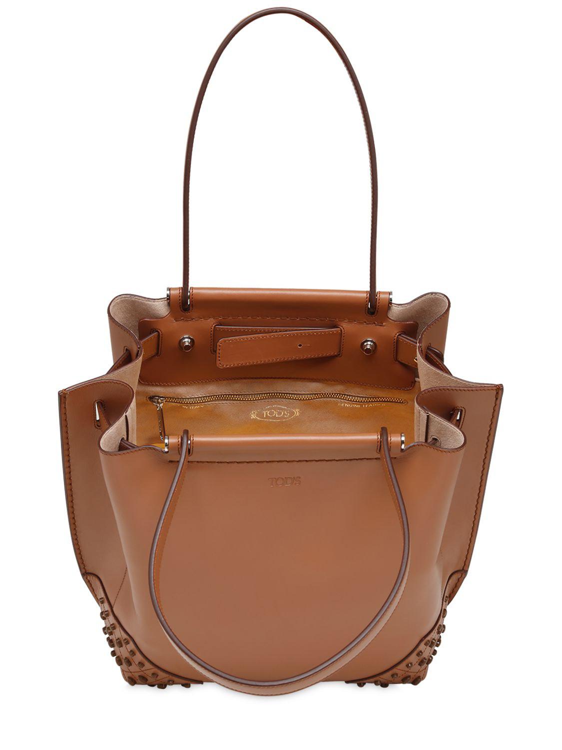 Tod's Wave Leather Tote Bag in Tan (Brown) | Lyst