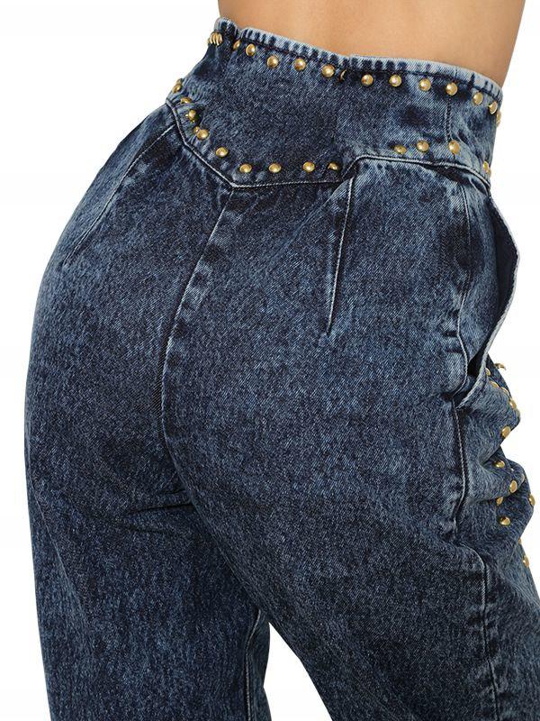 alberta ferretti studded jeans