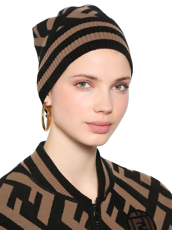 Fendi Wool Hat in Brown - Lyst
