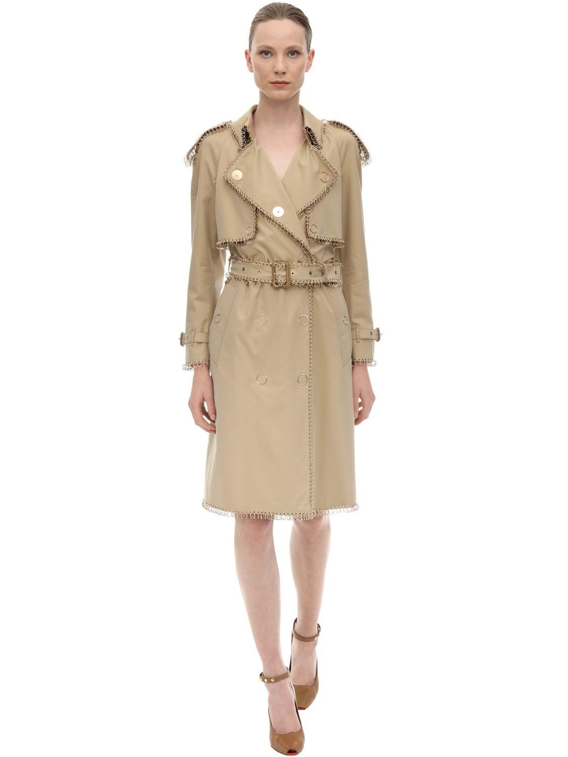Burberry Cotton Canvas Trench Coat W/ Metal Rings in Pale Honey 