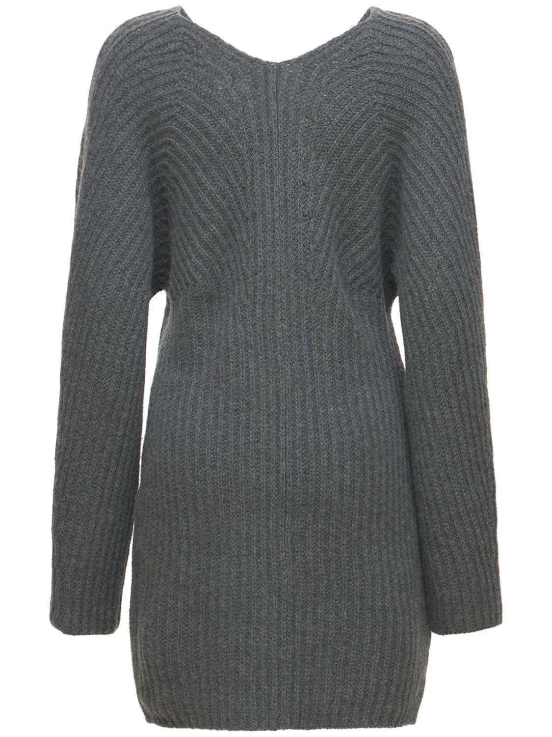 Theory Sculpted Wool & Cashmere Knit Mini Dress in Gray | Lyst