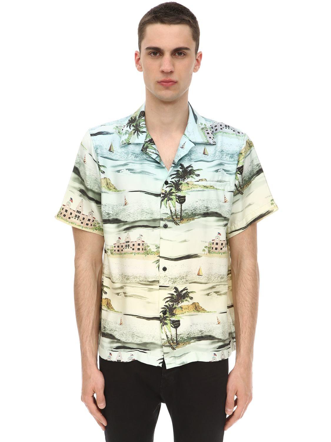 Amiri Silk Short Sleeve Beverly Hills Hawaiian Shirt in Blue for ...