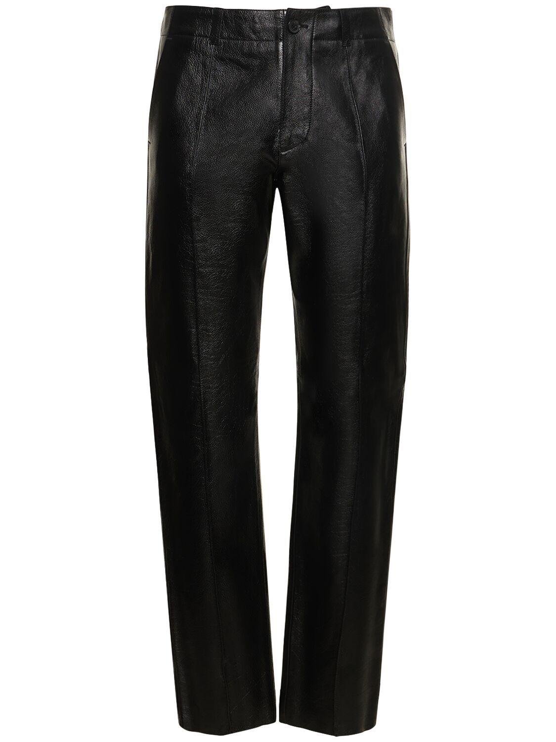 DAY Birger et Mikkelsen MILO SLEEK - Leather trousers - licorice/brown -  Zalando.co.uk