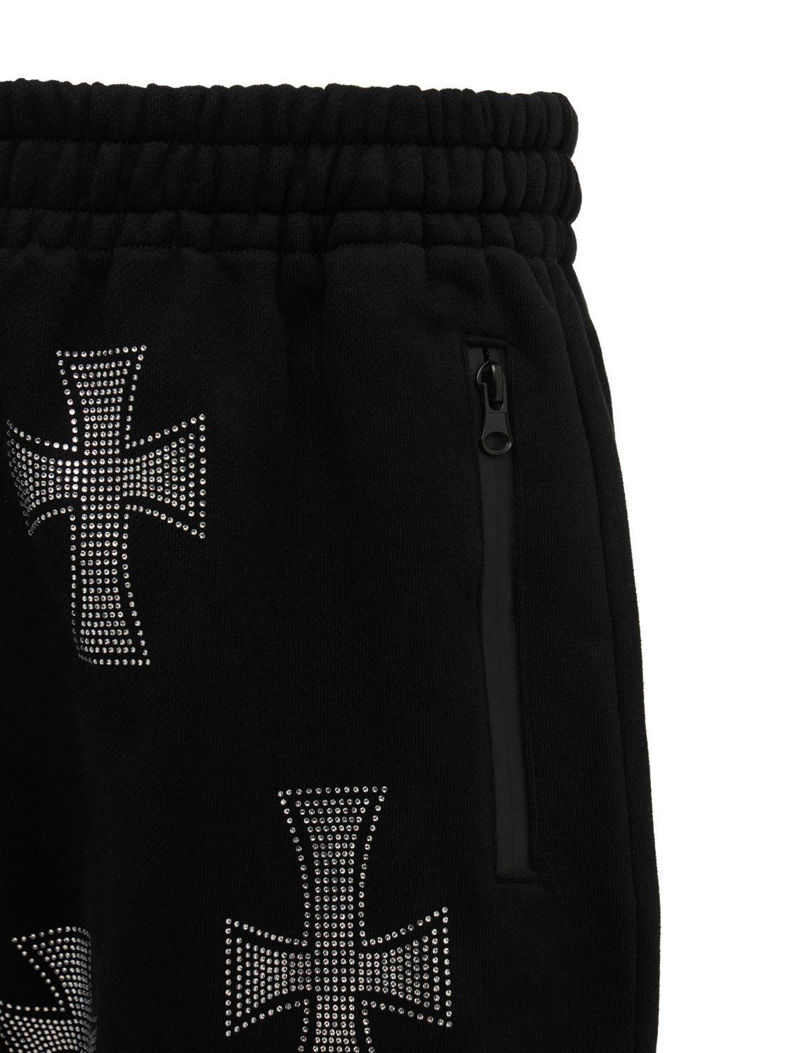 Unknown Crystal Cross Cotton Shorts in Black for Men | Lyst
