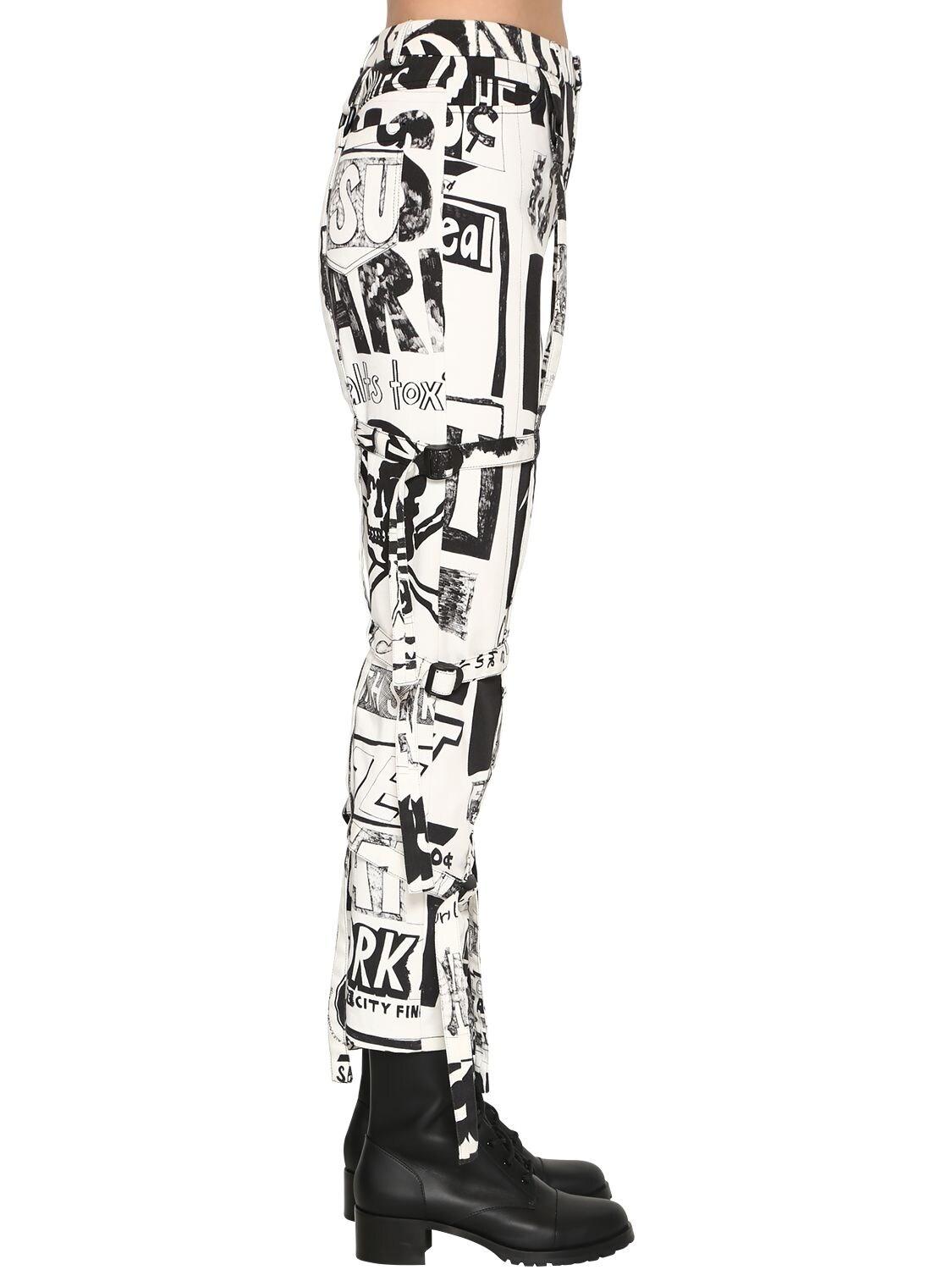 Jeremy Scott High Waist Printed Cotton Denim Jeans in White/Black (White) -  Lyst