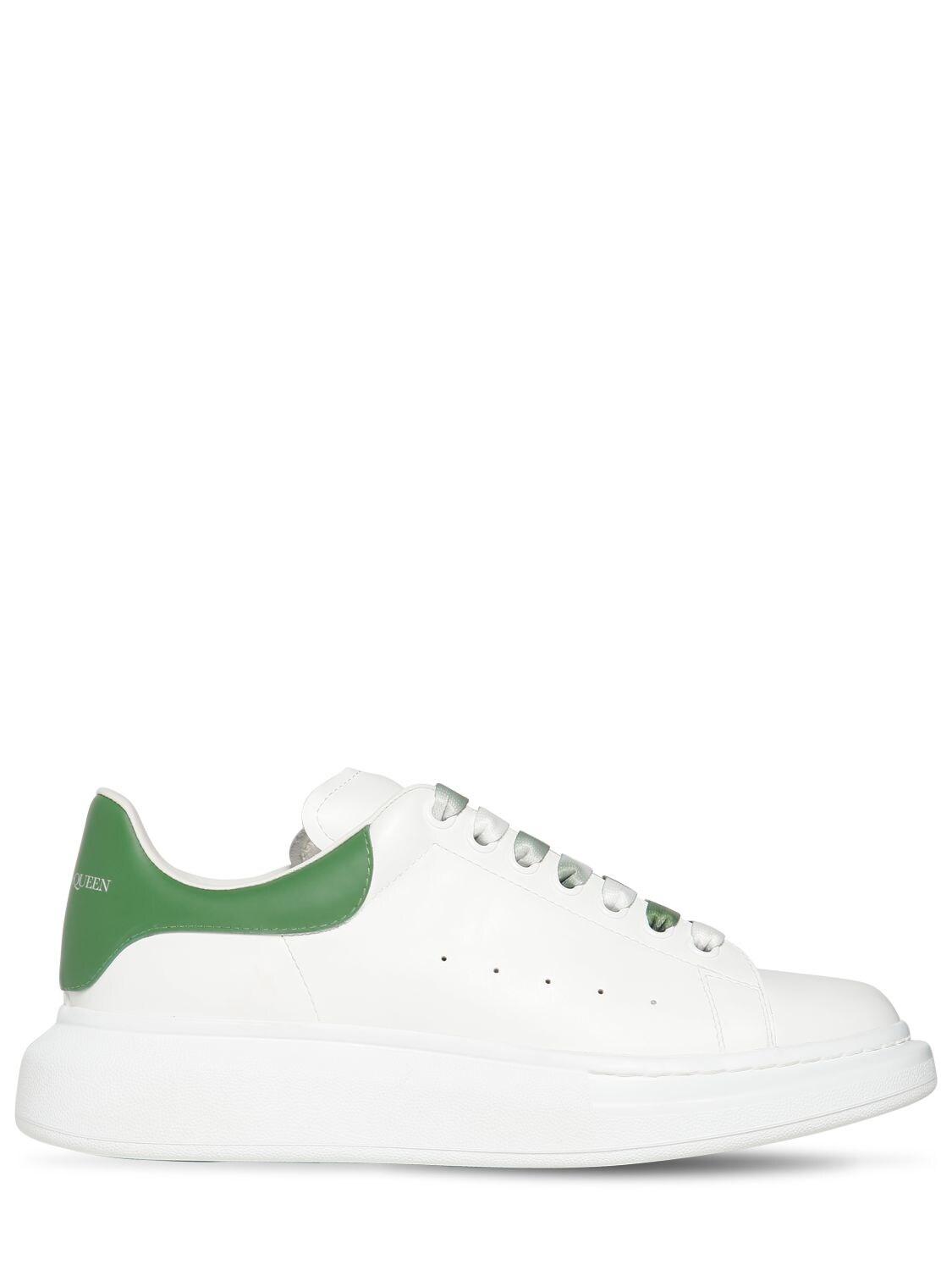 Alexander McQueen 45mm Leather Platform Sneakers in White/Green (Green ...