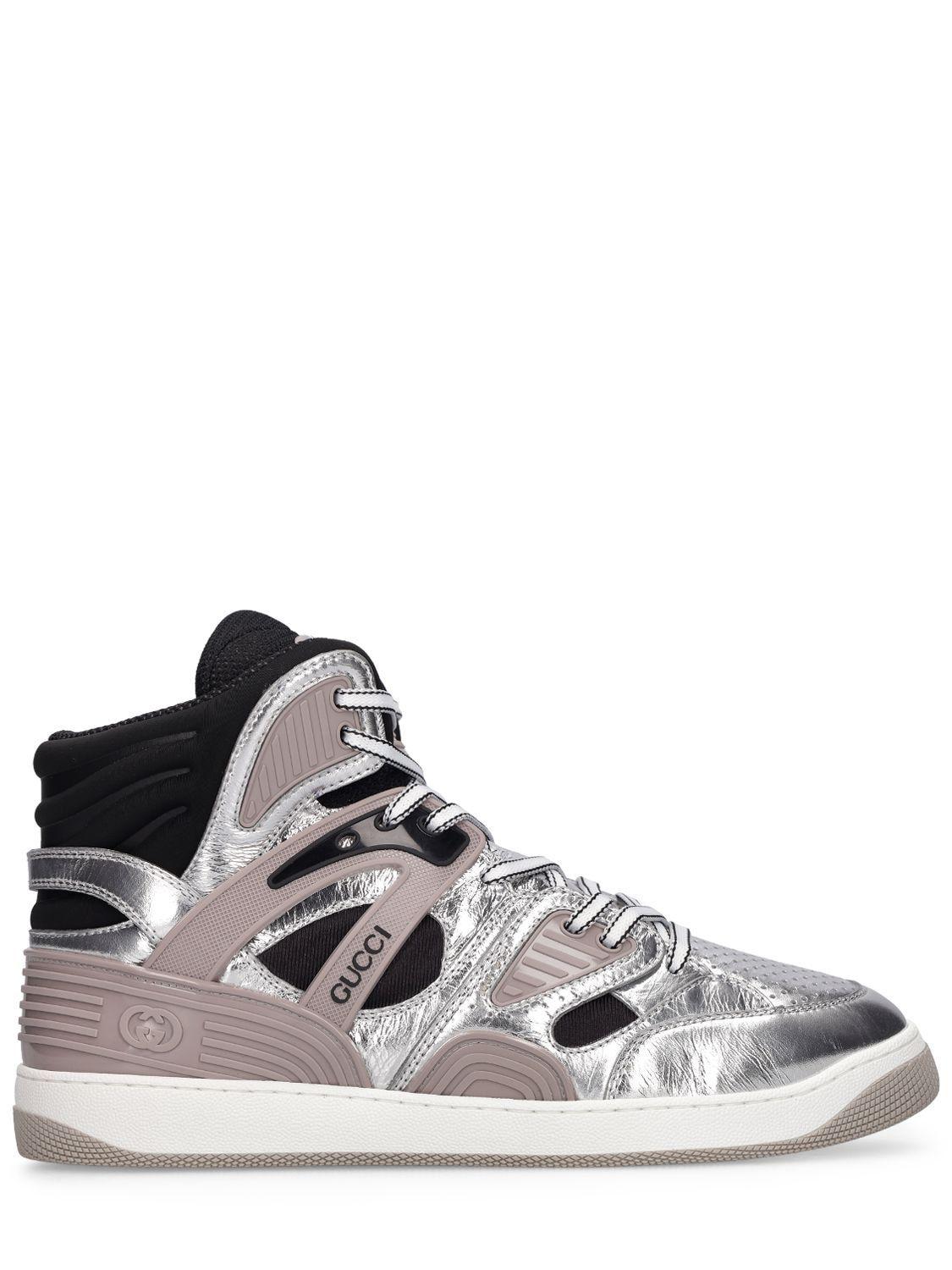 Gucci Basket Leather High Top Sneakers in White for Men Lyst