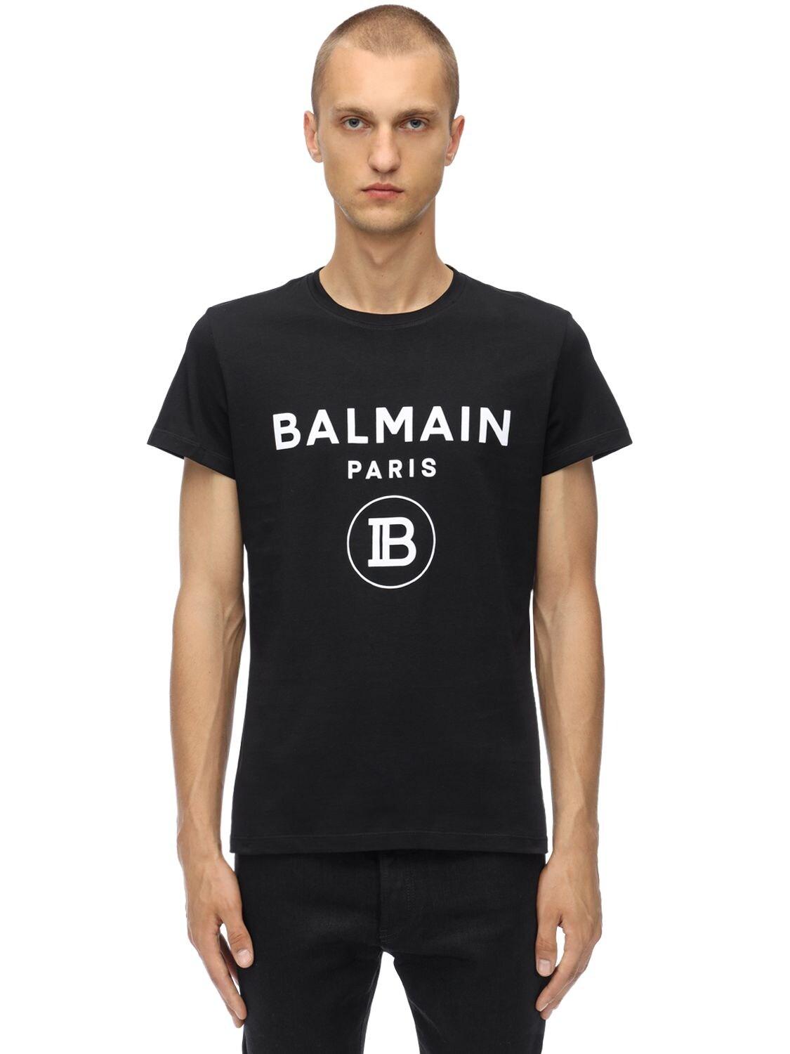 Balmain Paris Logo Print T-shirt in Black for Men - Save 64% - Lyst