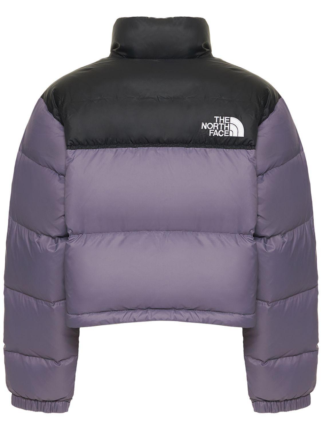 The North Face Nuptse Cropped Down Jacket in Purple | Lyst