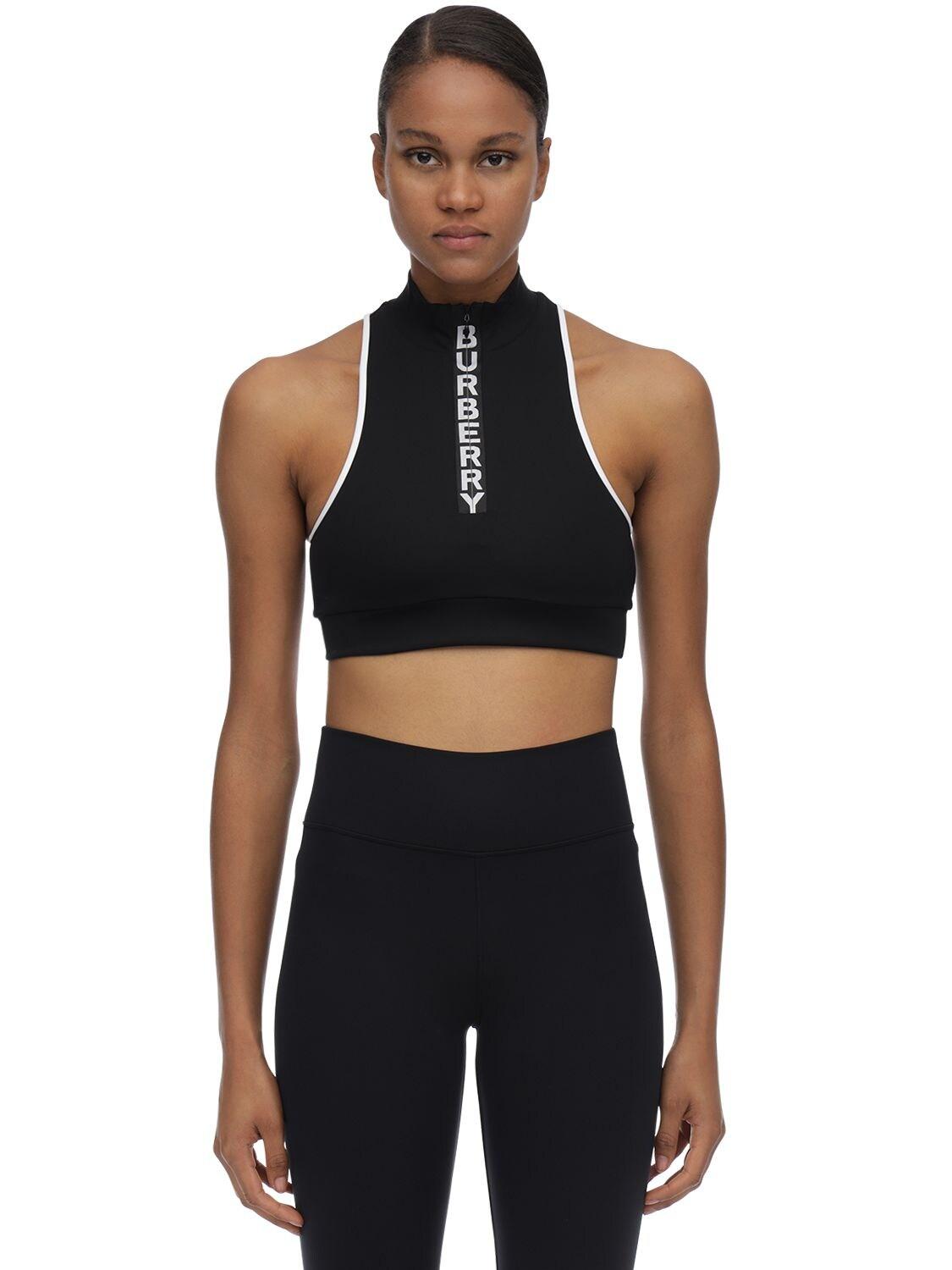 Burberry Synthetic Stretch Nylon Crop Top in Black | Lyst