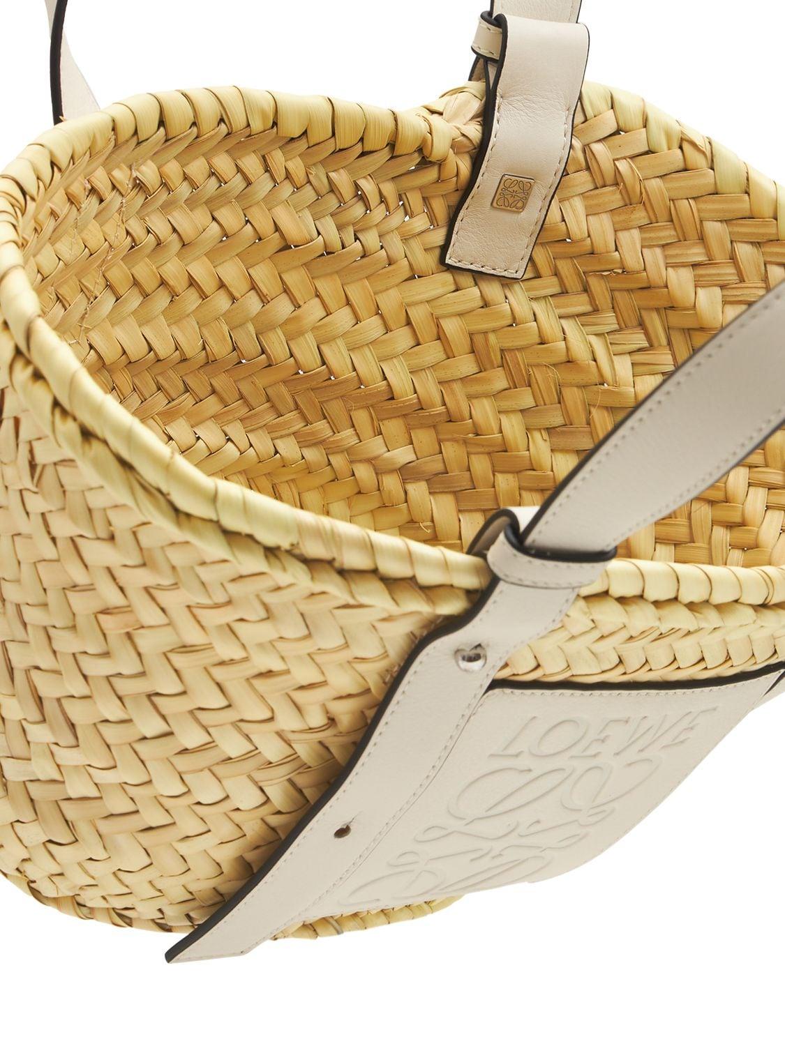 Loewe White Leather And Raffia Basket Bag - Save 34% | Lyst
