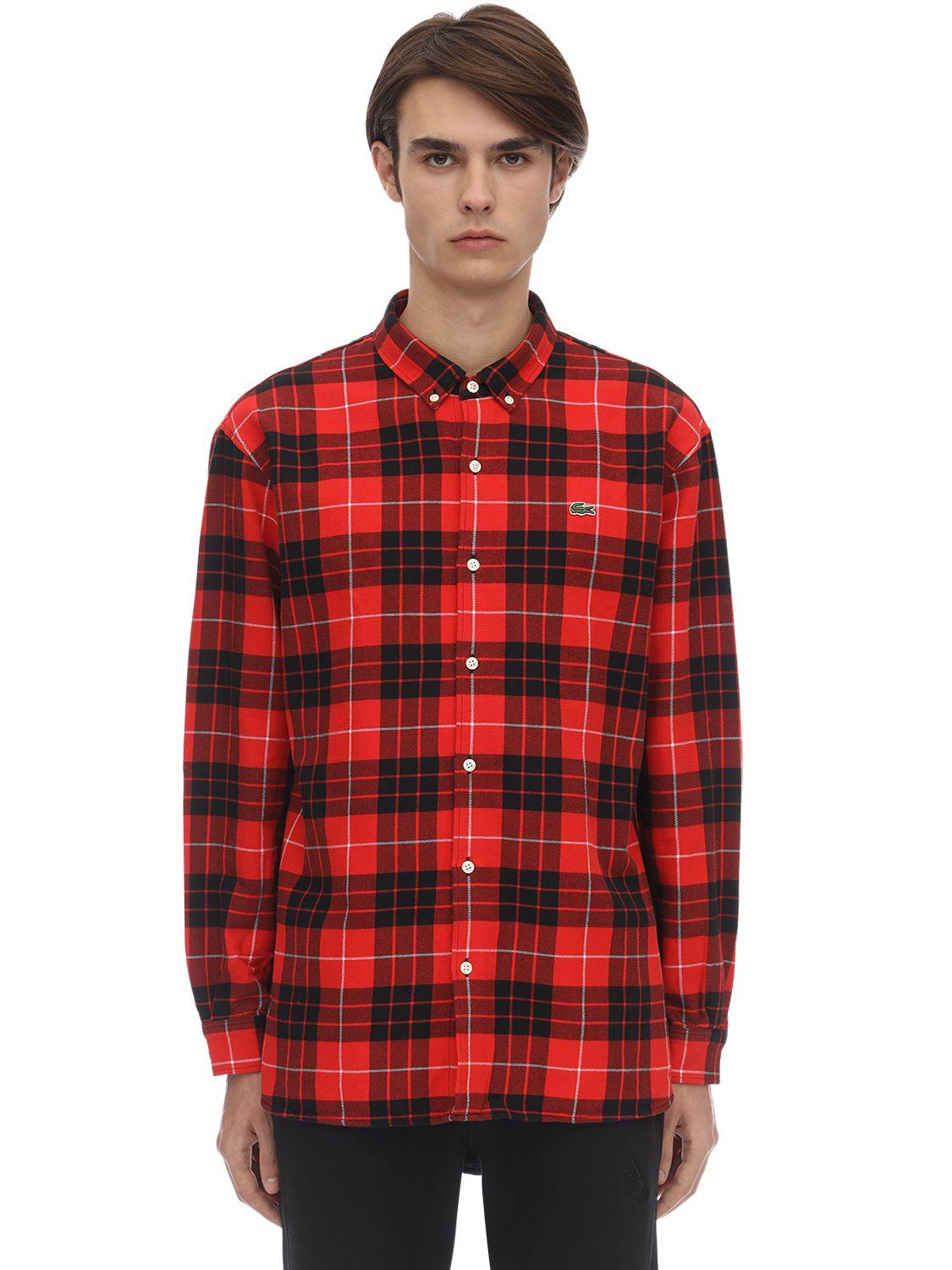 メンズ レッド コットン チェックシャツ Www Cochesafondo Net