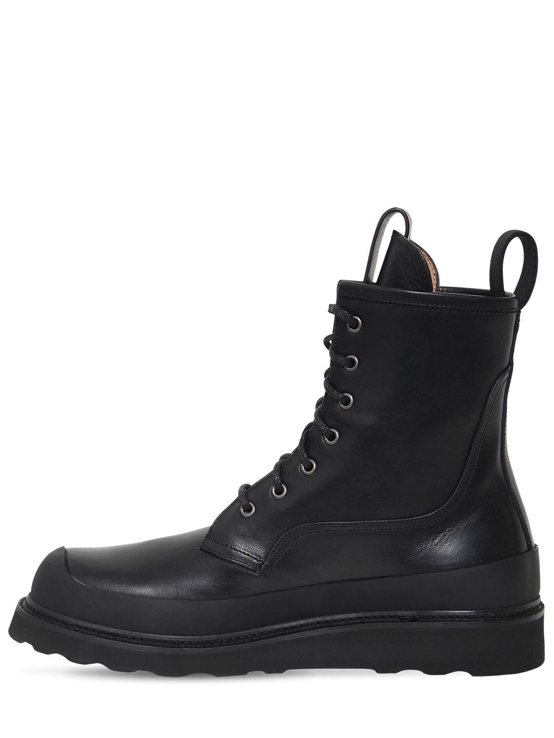 Bottega Veneta Leather Lace-up Work Boots in Black for Men - Lyst