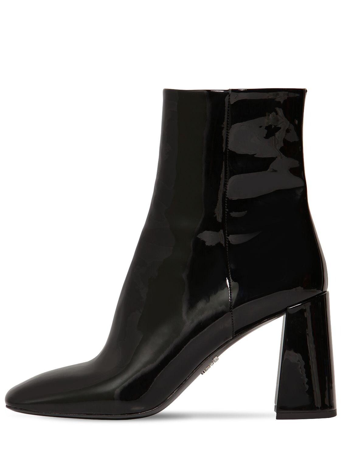 Prada 85mm Patent Leather Ankle Boots in Nero (Black) - Lyst