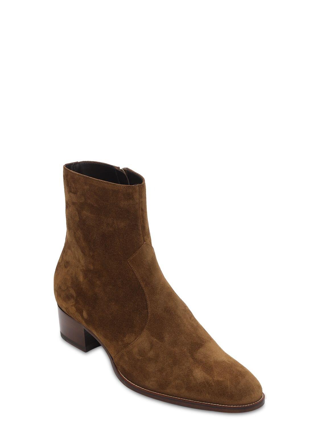 Saint Laurent 40mm Wyatt Suede Boots in Brown for Men | Lyst Saint Laurent 40mm Wyatt Suede Boots in Brown for Men | Lyst