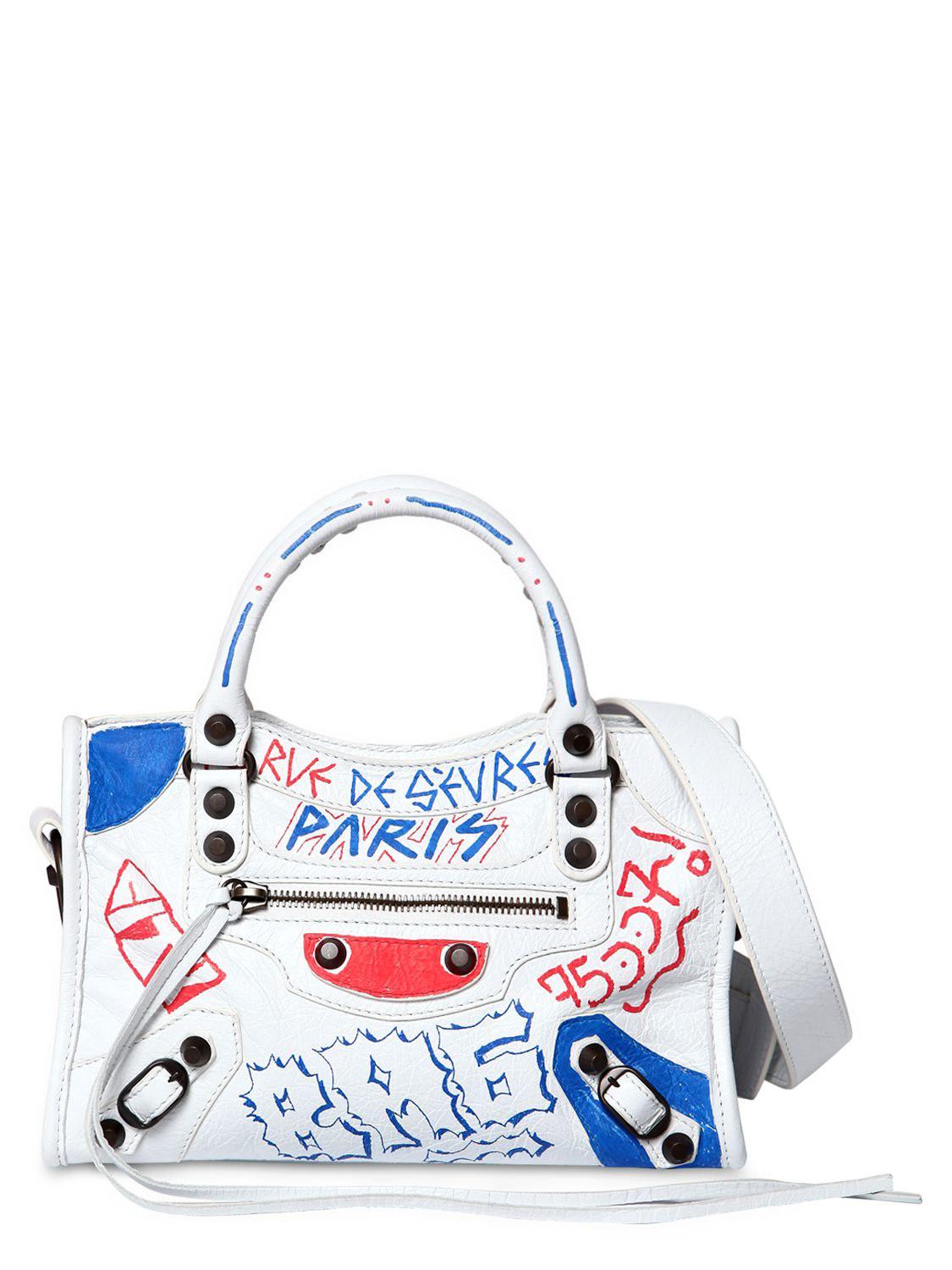 Mini sac en cuir "city graffiti" Balenciaga en coloris Blanc | Lyst