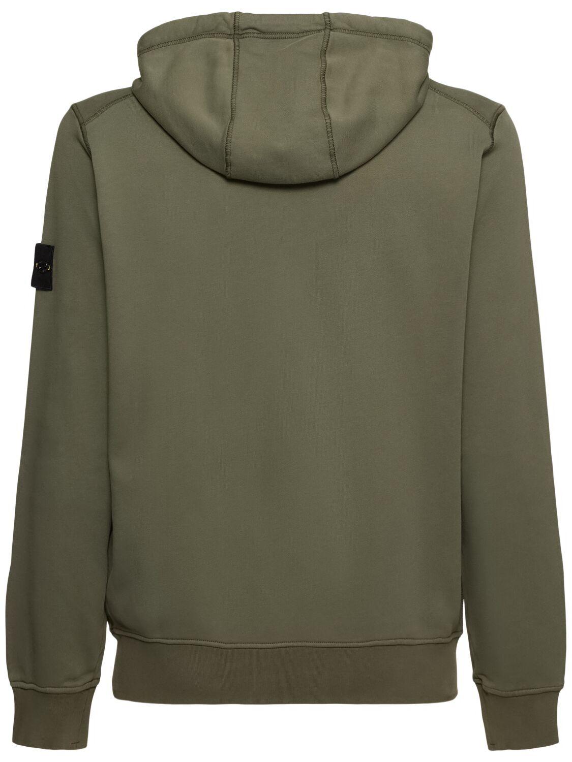 Stone Island Cotton Hooded Full Zip Sweatshirt in Green for Men Lyst UK