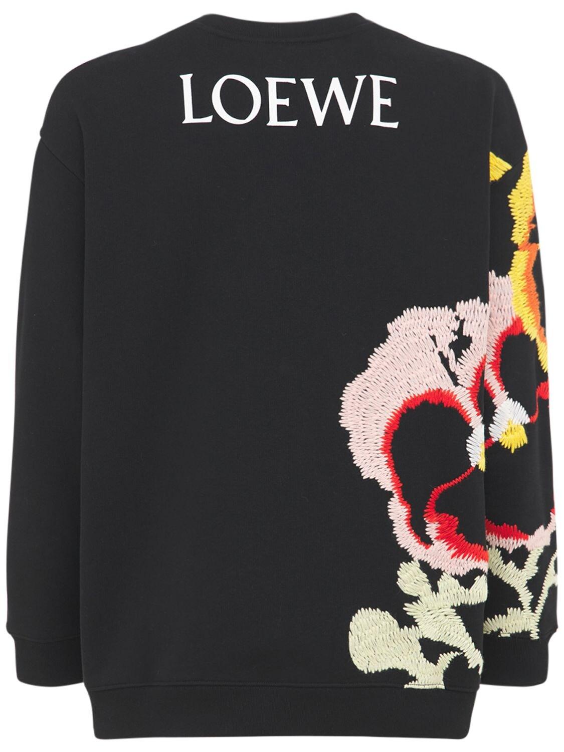 Loewe Pansies Embroidery Cotton Sweatshirt in Black for Men | Lyst