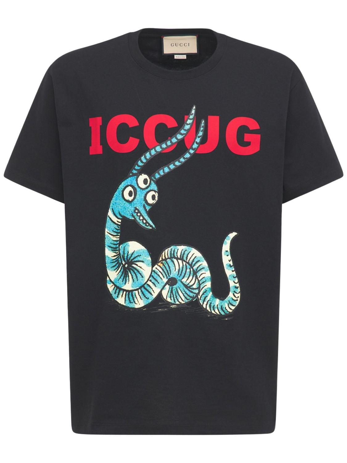 Gucci Iccug Animal Print Cotton T-shirt in Black for Men | Lyst