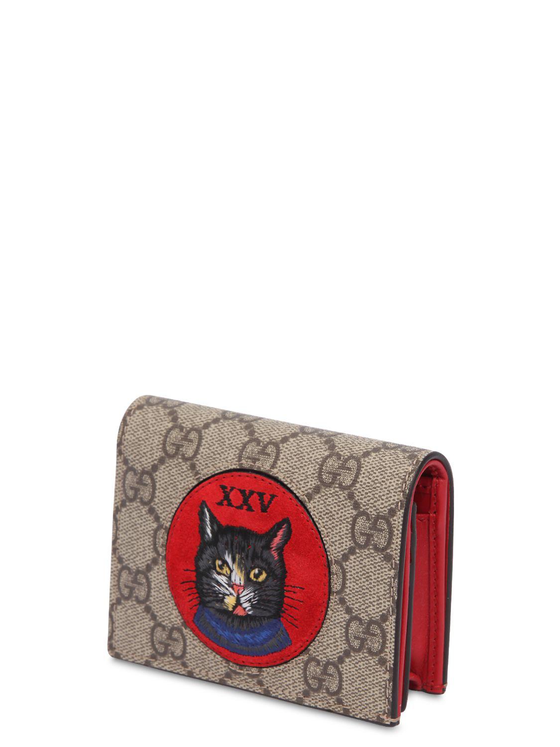 Gucci Oblo' Cat Card Holder in Red | Lyst