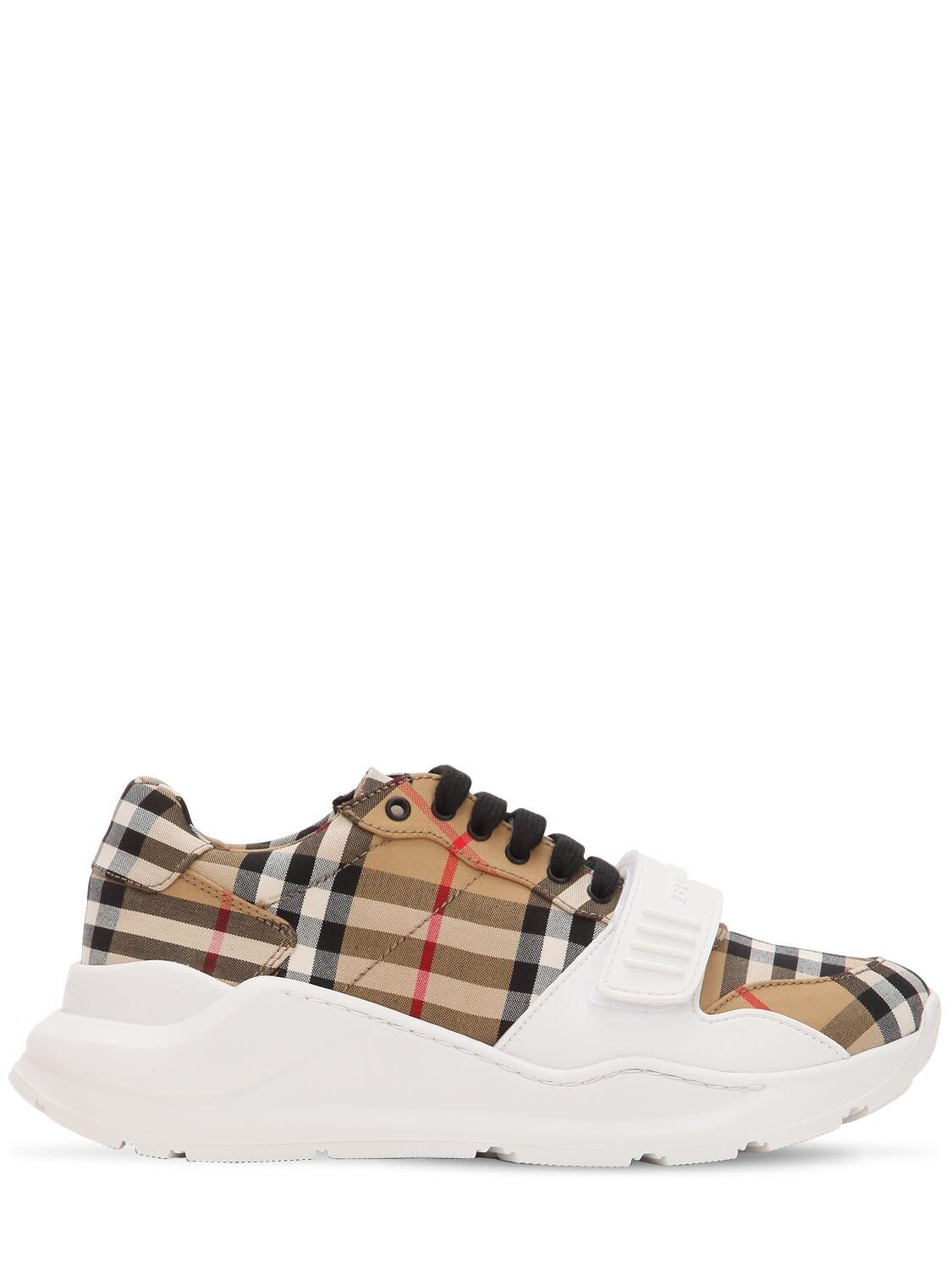 Burberry 30mm Regis Check Cotton Canvas Sneakers in Beige (Natural ...