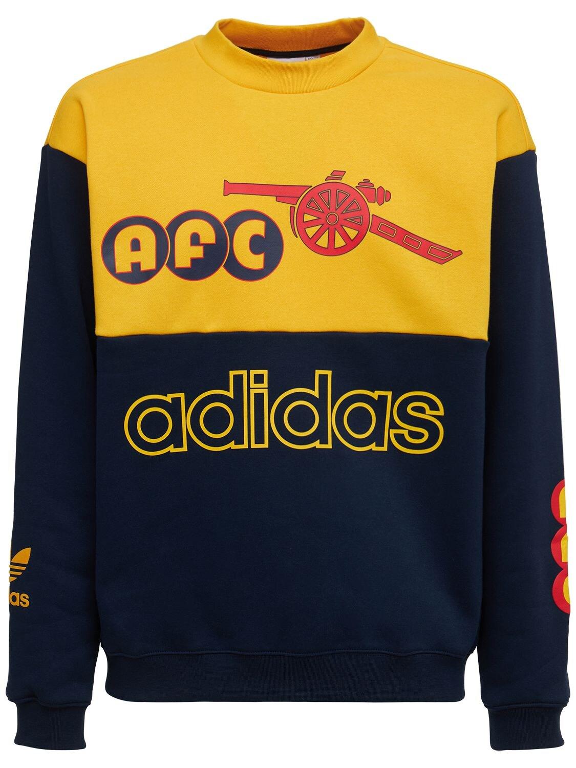 adidas Originals Arsenal Graphic Crew Sweatshirt in Blue for Men