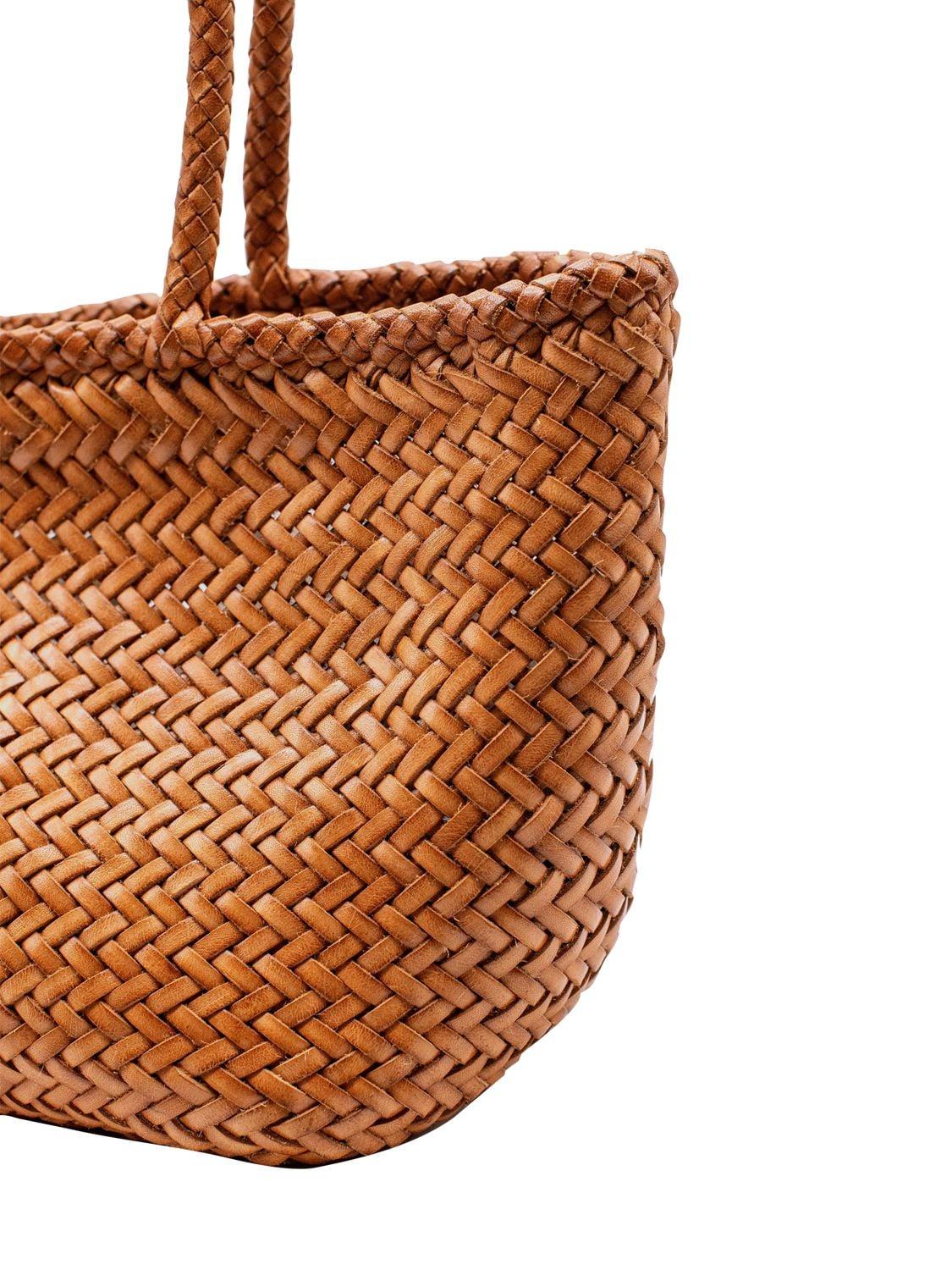Brown Grace small woven-leather basket bag