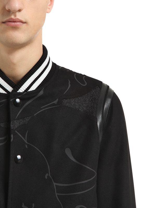 Valentino Panther Leather & Wool Varsity Jacket in Black/Grey (Black) for  Men - Lyst
