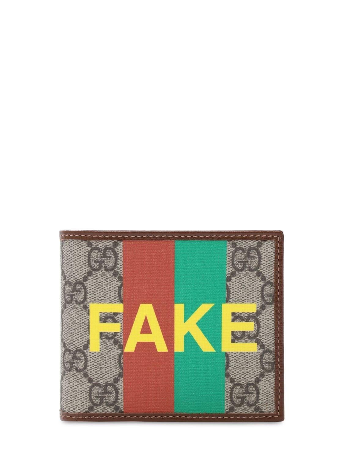 Gucci 'fake/not' Print Billfold Wallet in Natural for Men | Lyst